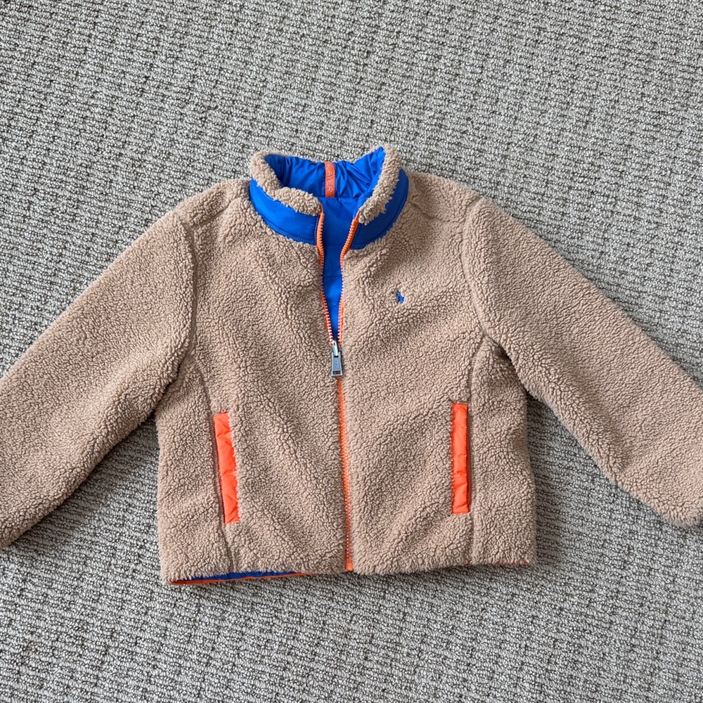 Polo by Ralph Lauren Kids reversible Tan and Blue Puffer Jacket